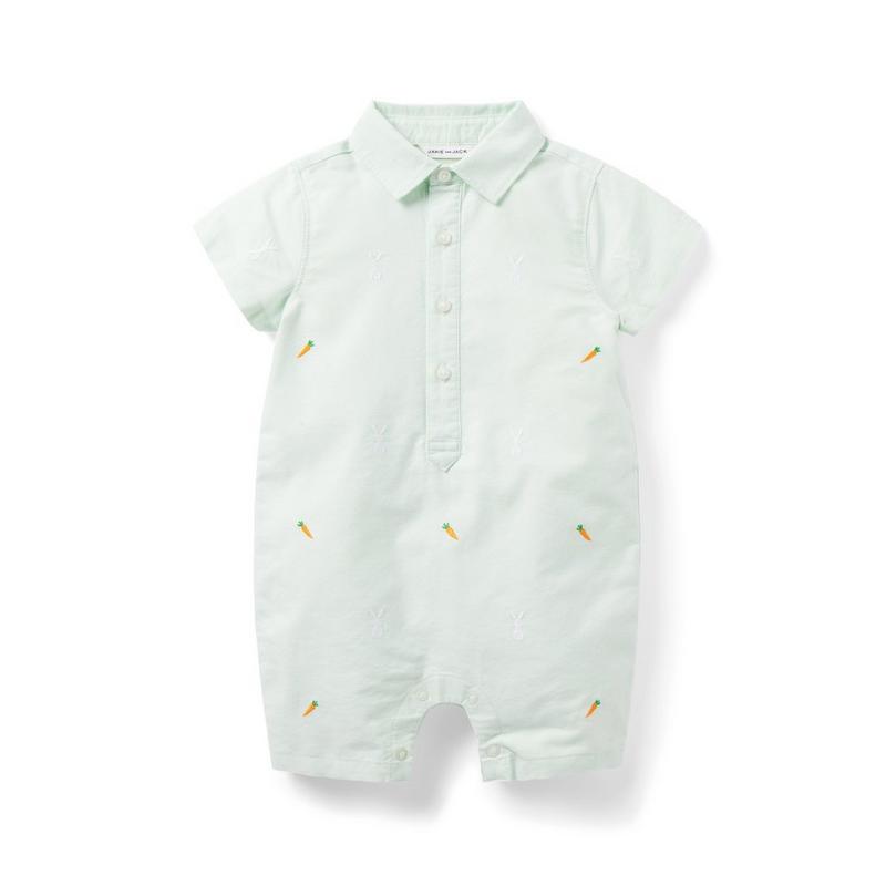Baby Embroidered Bunny Oxford Romper - Janie And Jack